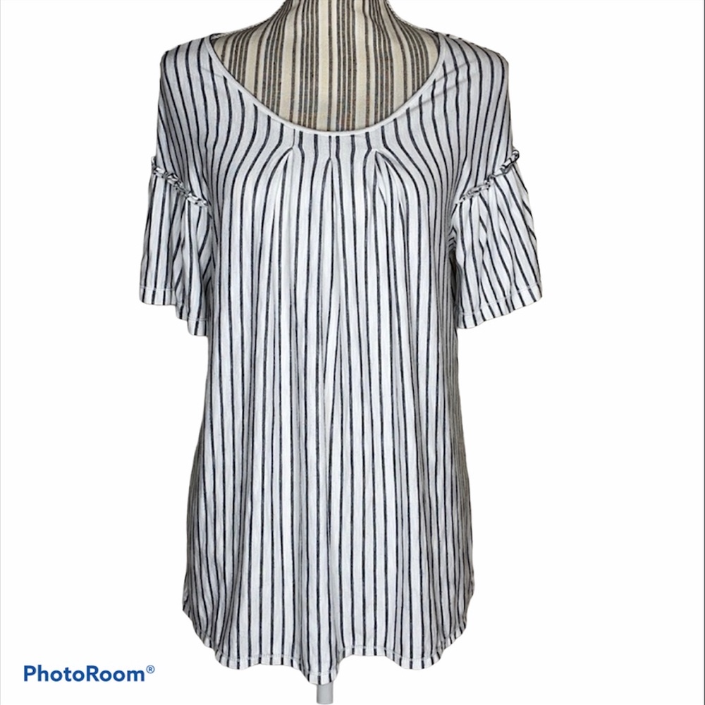 Max Studio striped blouse bell sleeve XS